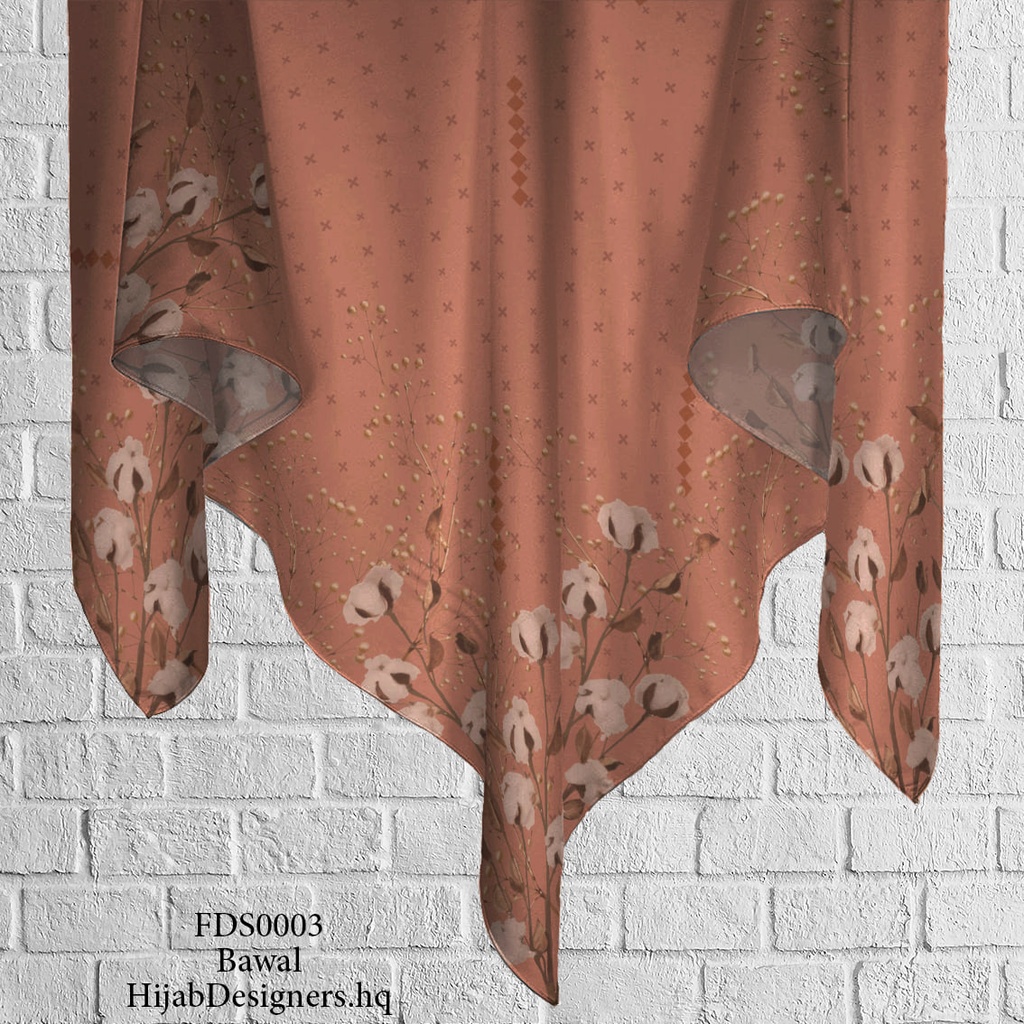 Tudung Bawal (Square Hijab) in FDS0003 (Cotton Voile Premium, Bidang 40" (Kids), Bawal Biasa (No Awning), Tak Tambah Nama, Taknak Giftcard)