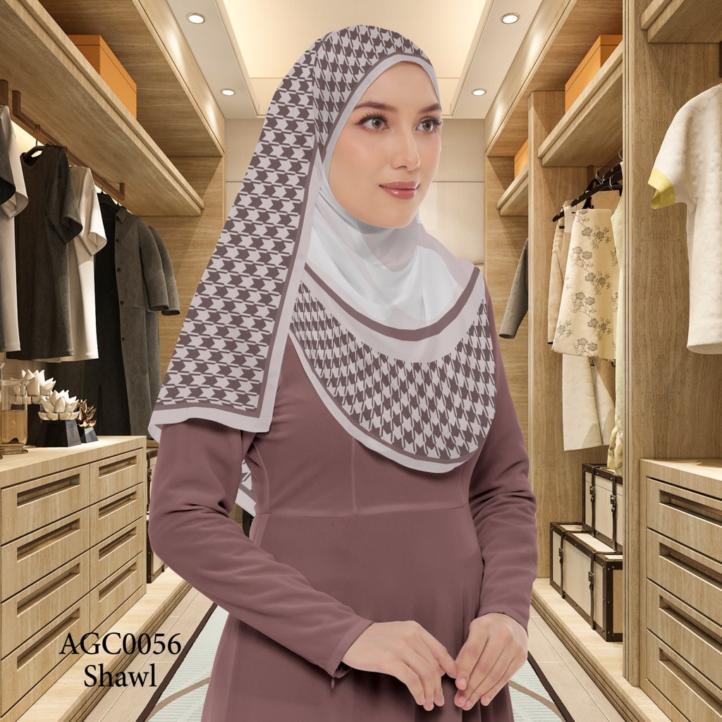 Tudung Shawl in AGC0056 (Standard 1.8m x 0.7m, Chiffon Babydoll, Tak Tambah Nama, Taknak Giftcard)