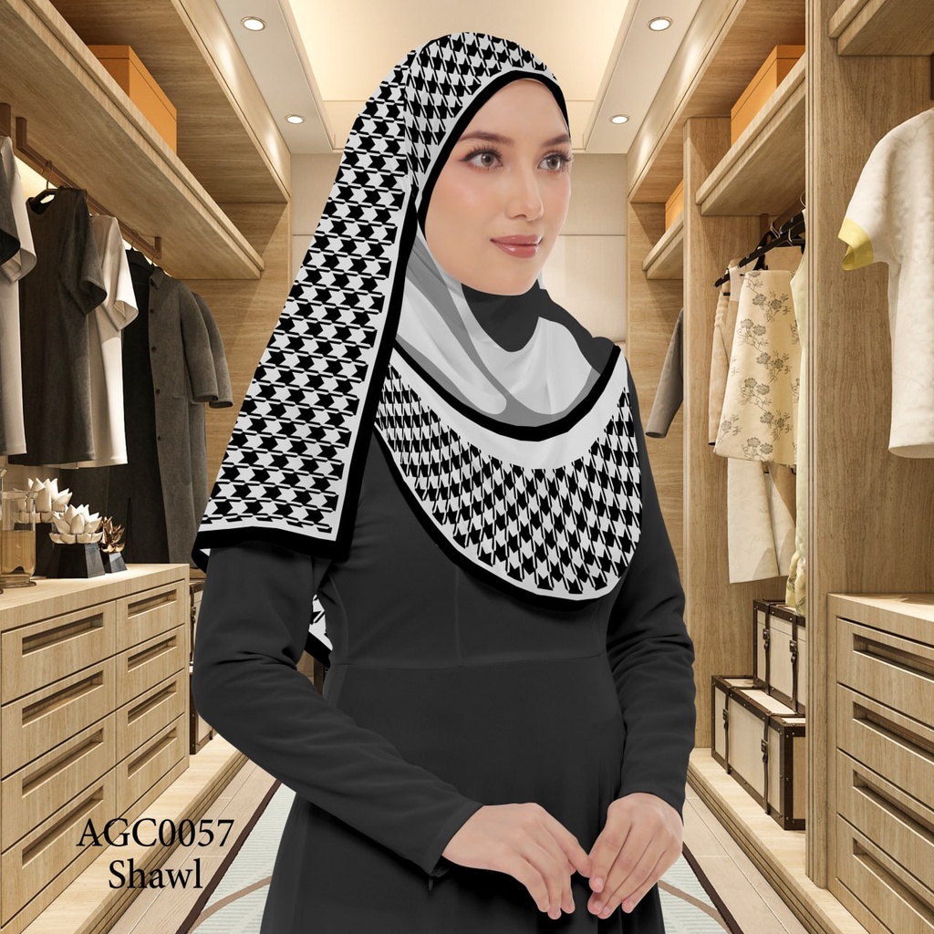Tudung Shawl in AGC0057 (Standard 1.8m x 0.7m, Chiffon Babydoll, Tak Tambah Nama, Taknak Giftcard)
