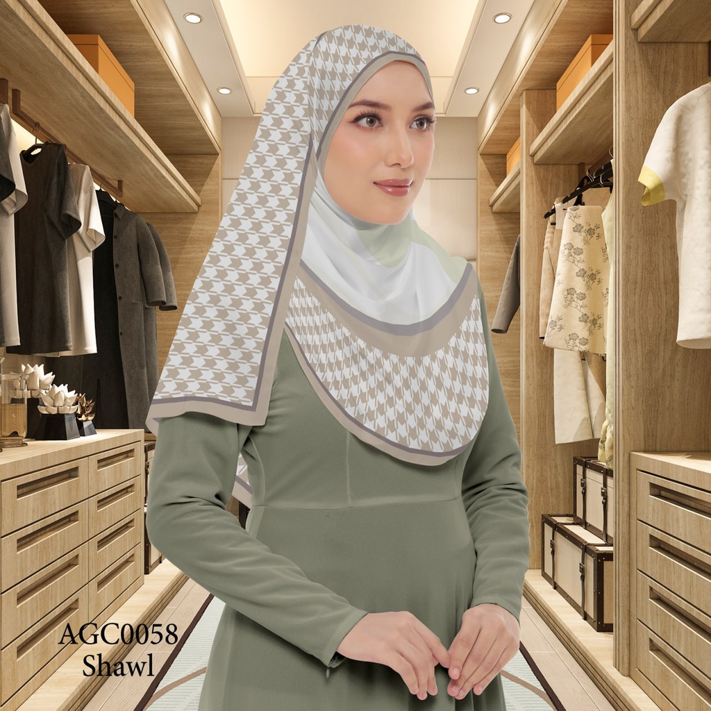 Tudung Shawl in AGC0058 (Standard 1.8m x 0.7m, Chiffon Babydoll, Tak Tambah Nama, Taknak Giftcard)