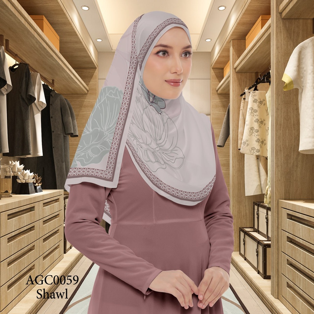Tudung Shawl in AGC0059 (Standard 1.8m x 0.7m, Chiffon Babydoll, Tak Tambah Nama, Taknak Giftcard)