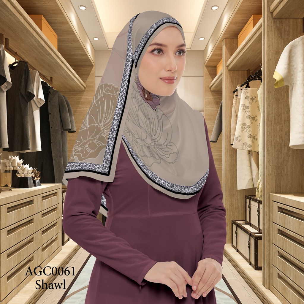 Tudung Shawl in AGC0061 (Standard 1.8m x 0.7m, Chiffon Babydoll, Tak Tambah Nama, Taknak Giftcard)