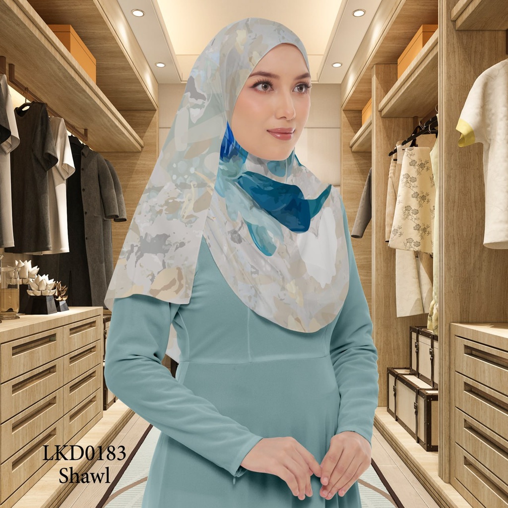 Tudung Shawl in LKD0183 (Standard 1.8m x 0.7m, Chiffon Babydoll, Tak Tambah Nama, Taknak Giftcard)