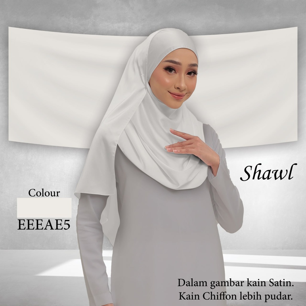 Shawl Plain EEEAE5  (Standard 1.8m x 0.7m, Chiffon Babydoll, Taknak Curve, Taknak Border, Tak Tambah Nama, Taknak Giftcard)