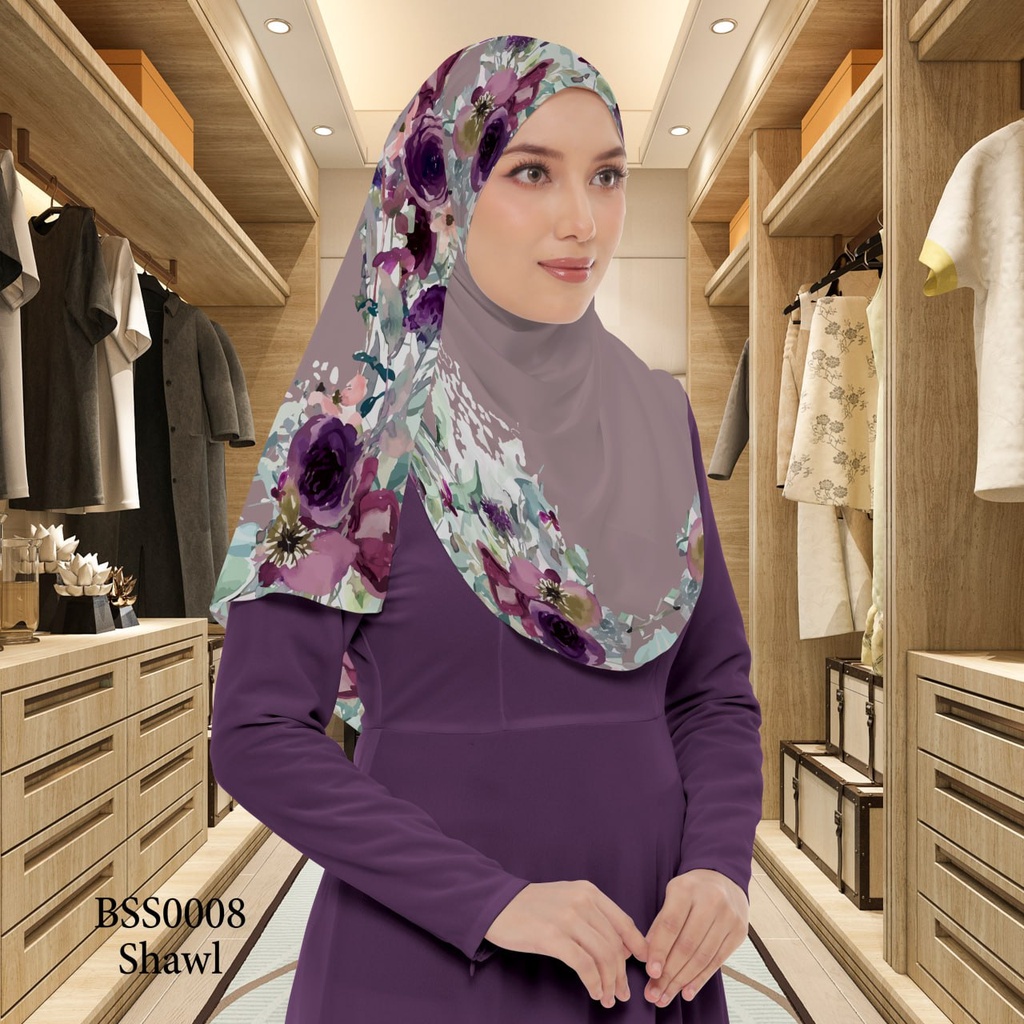 Tudung Shawl in BSS0008 (Standard 1.8m x 0.7m, Cotton Voile Premium, Tak Tambah Nama, Taknak Giftcard)