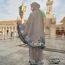 Telekung Travel Satin Printed (Awning Moss Crepe Berdagu) in HLD0005